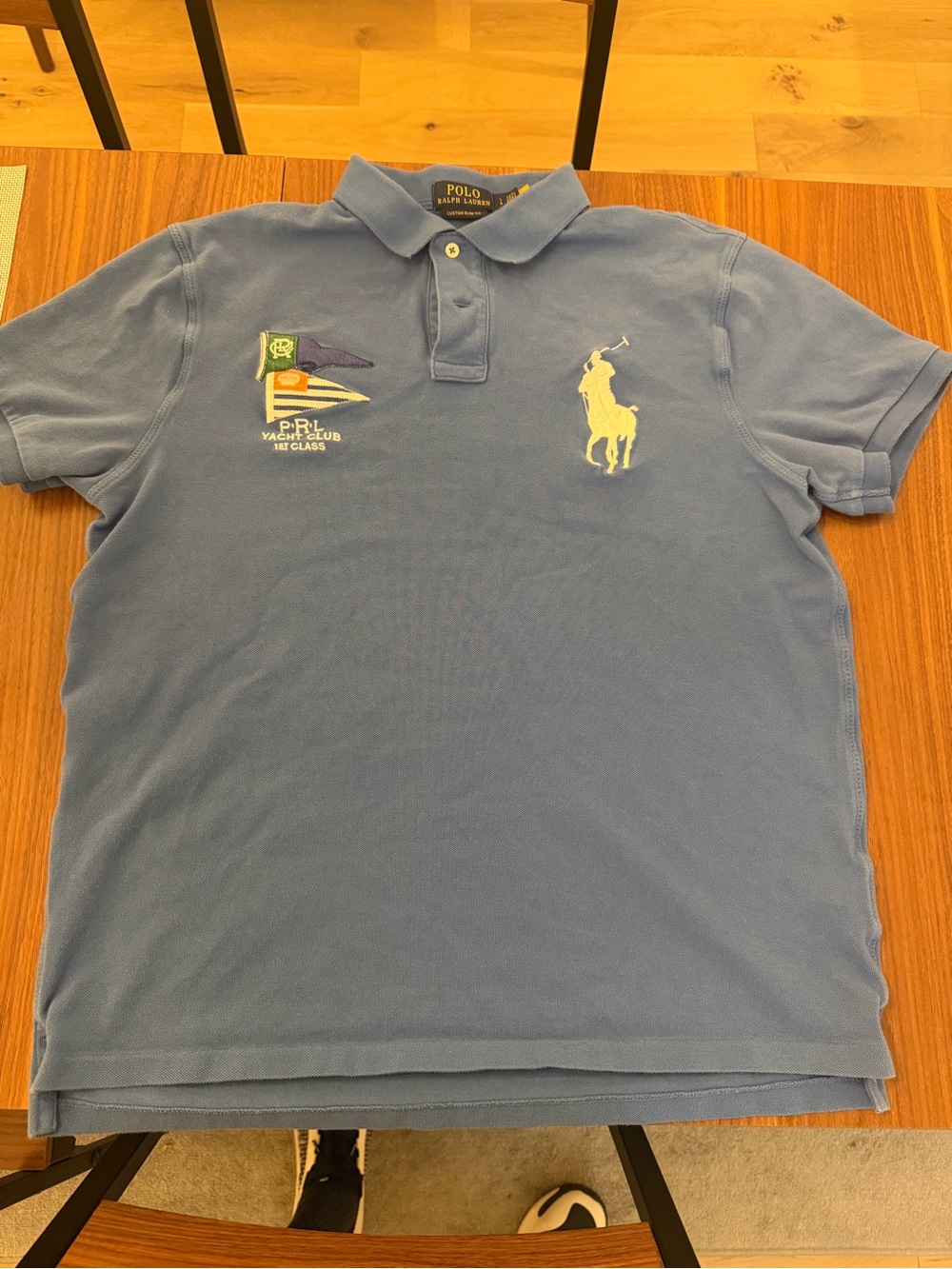 Ralph Lauren Blue Polo with Embroidered Yacht Club and Pony